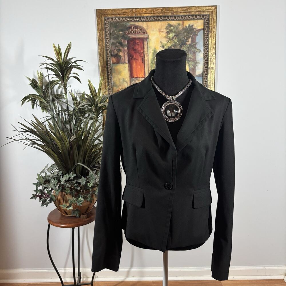 New York Women Black Jacket 8 Long Slve Lapel Notch Clueless Preppy Office Siren